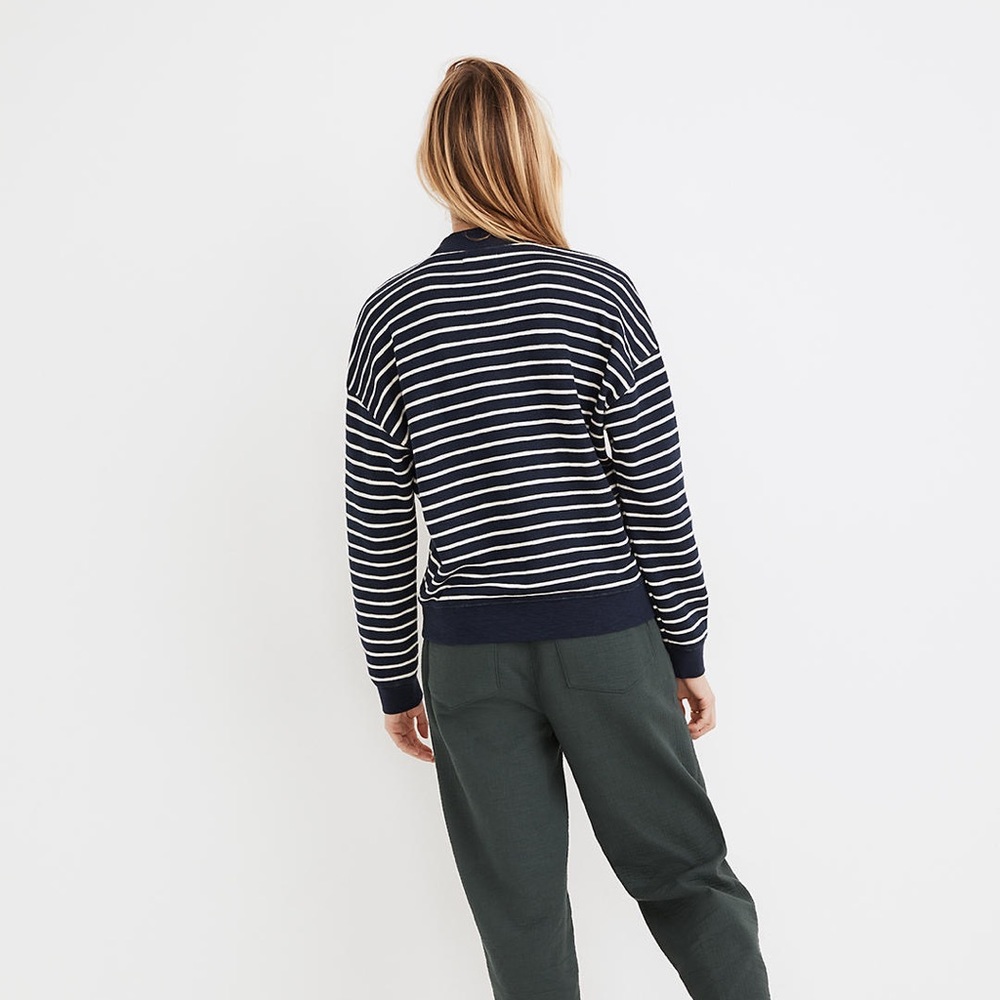 Madewell Quilted Studio Mockneck Sweatshirt in Stripe - Picture 2 of 7